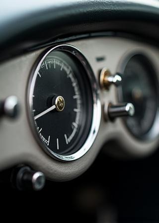 Détail du tableau de bord en aluminium bouchonné